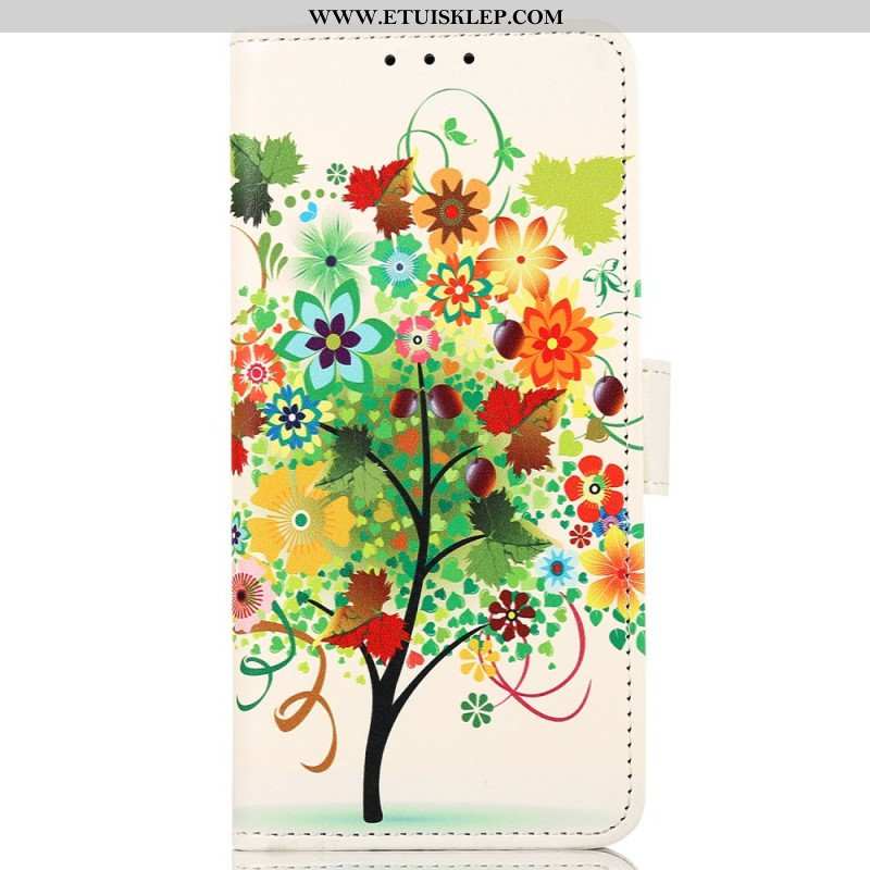 Etui Folio do Xiaomi Redmi Note 12 4G Drzewo Z Kolorowymi Ulistnieniem